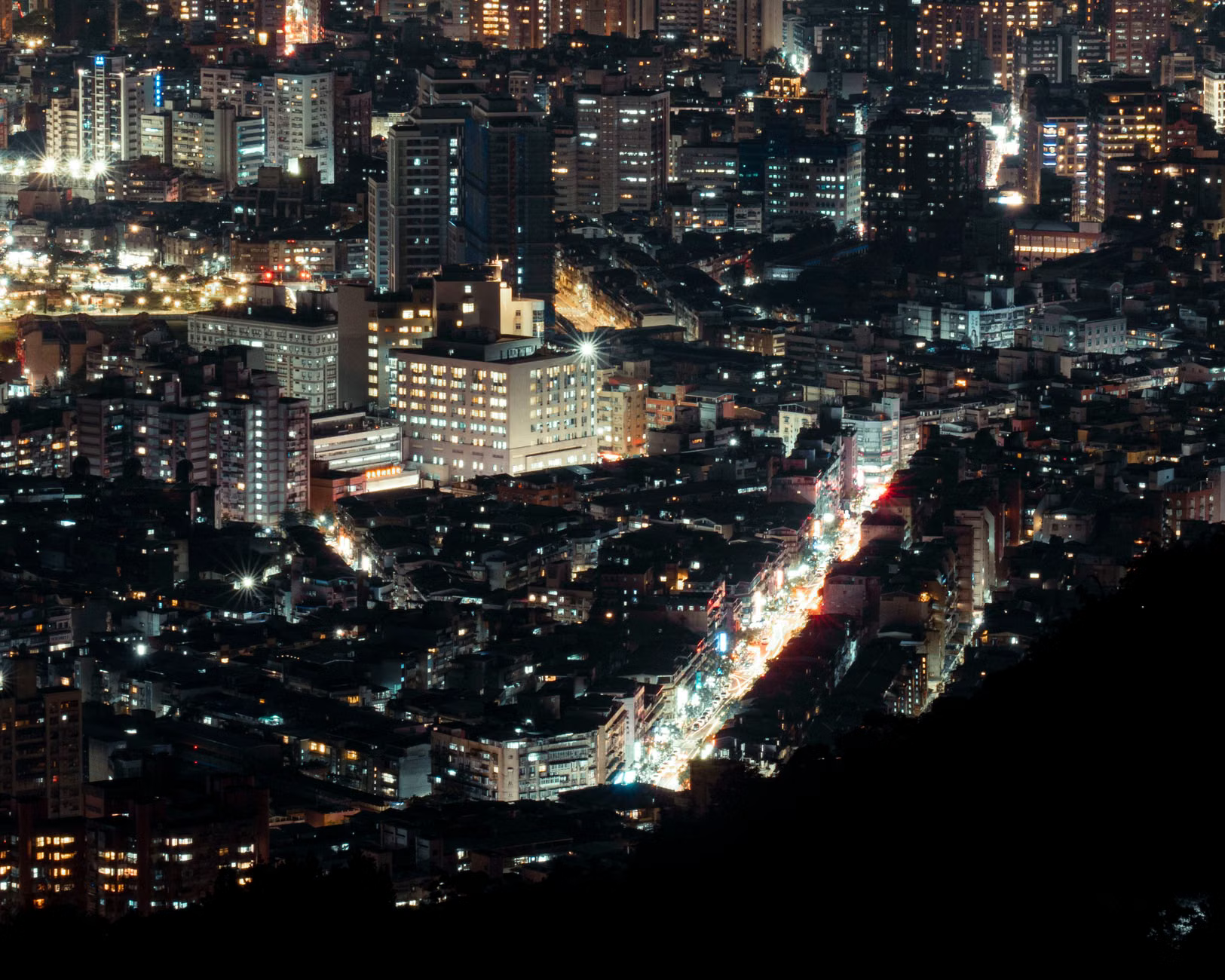 city skyline night lights
