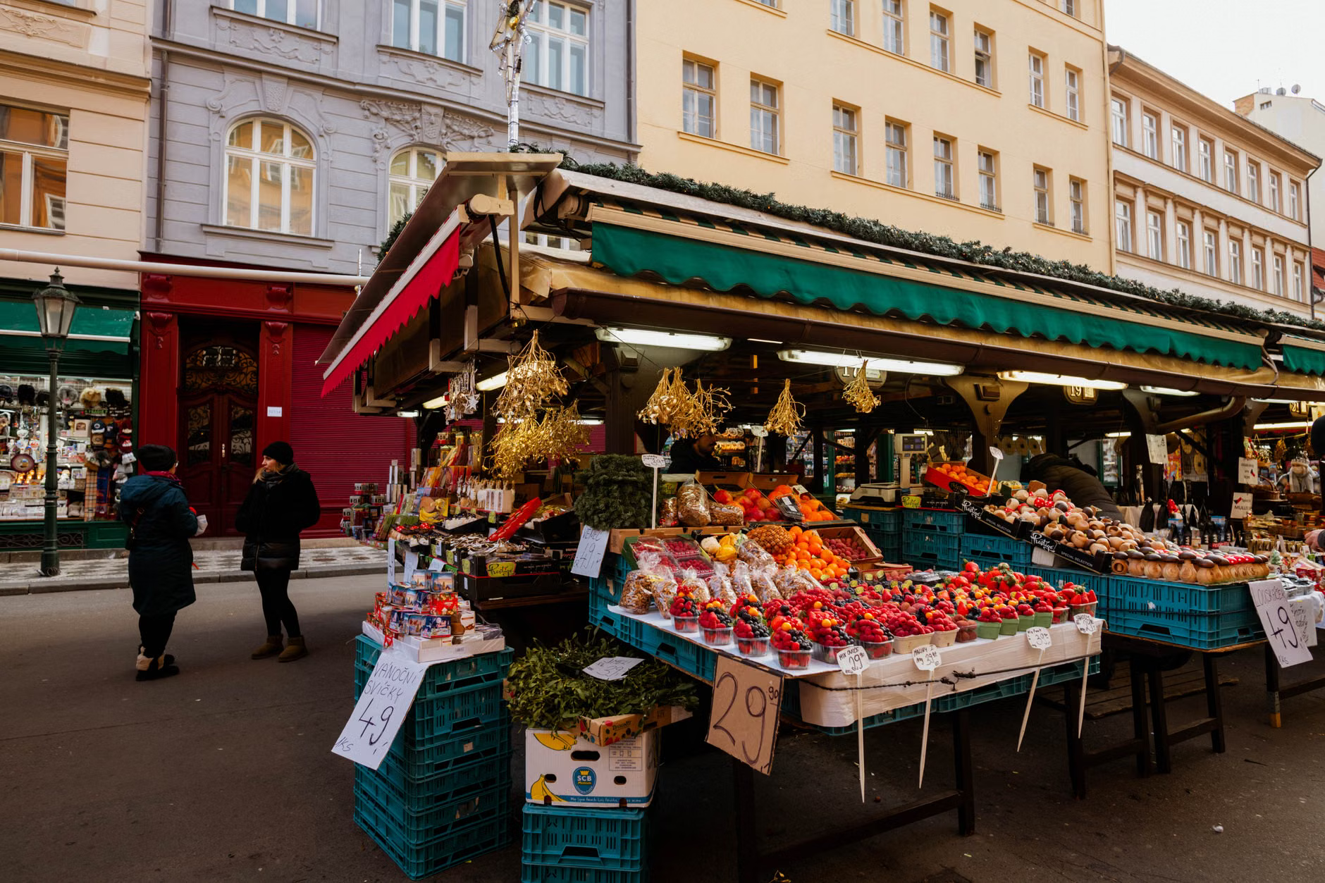 fresh produce market stall
