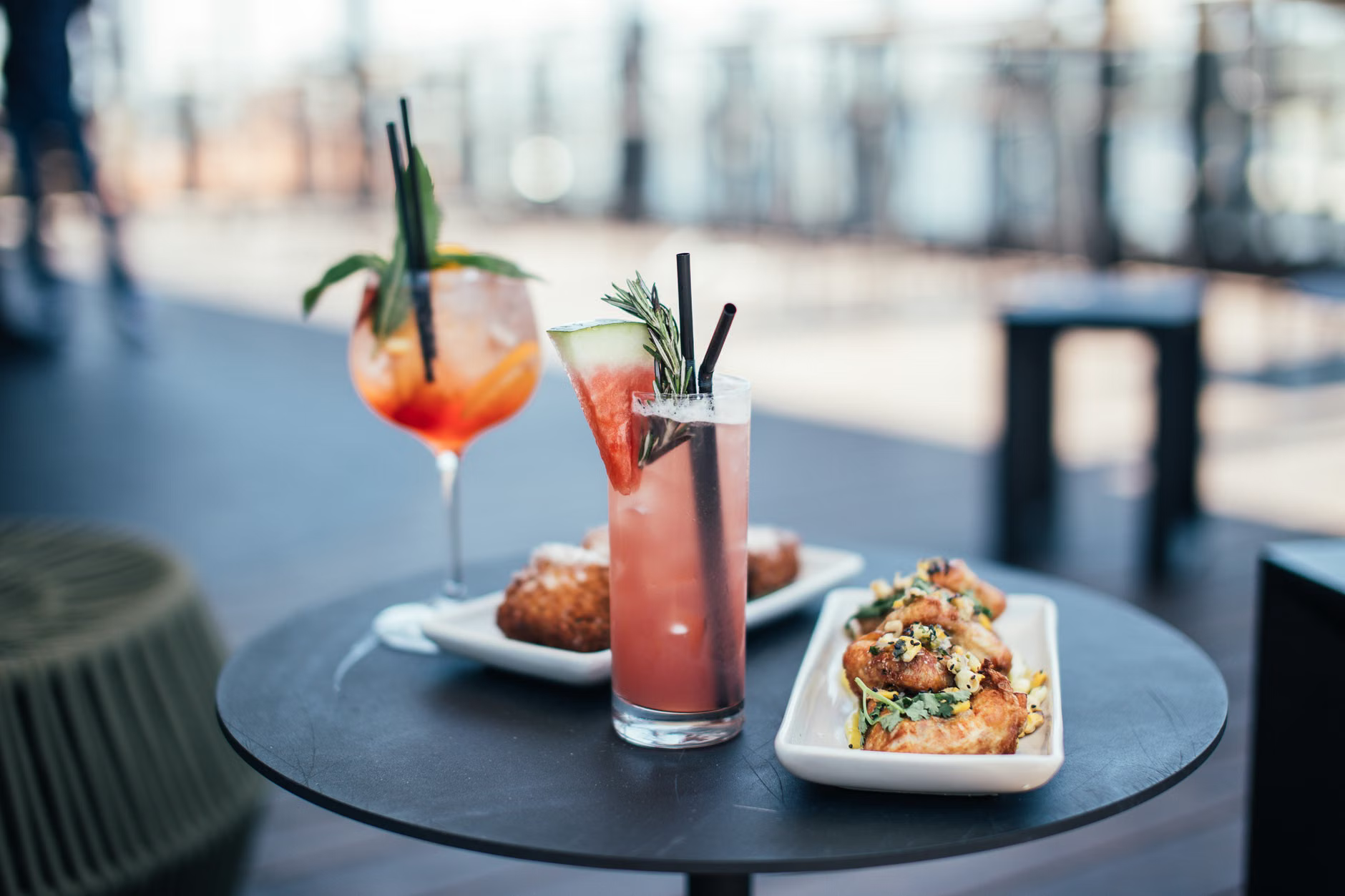 fresh ingredients cocktail rooftop